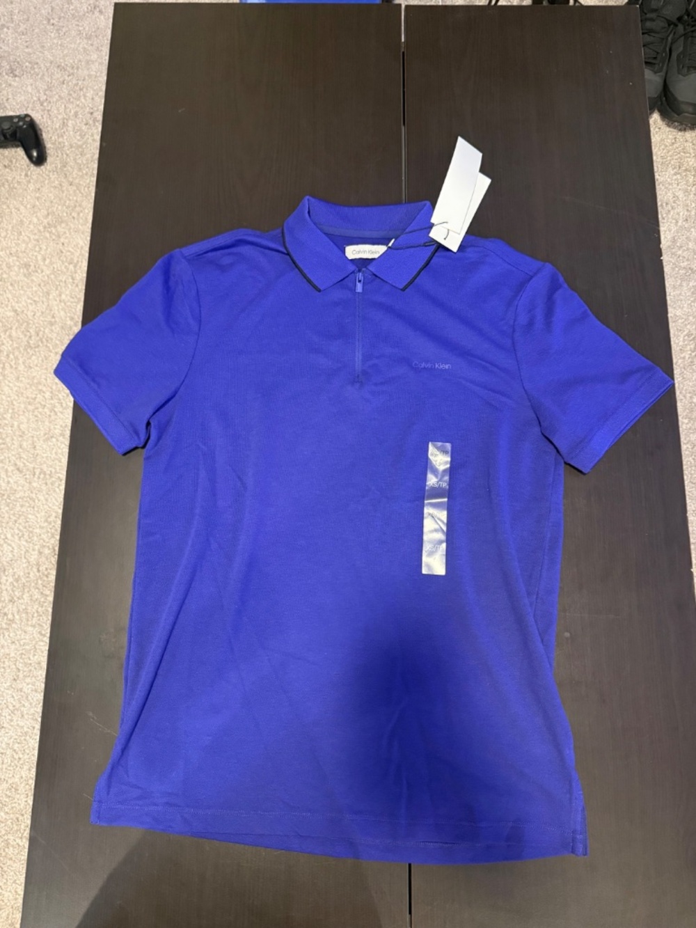 Men's Blue Calvin Klein Zip-up Polo: Men's XS but fits Small